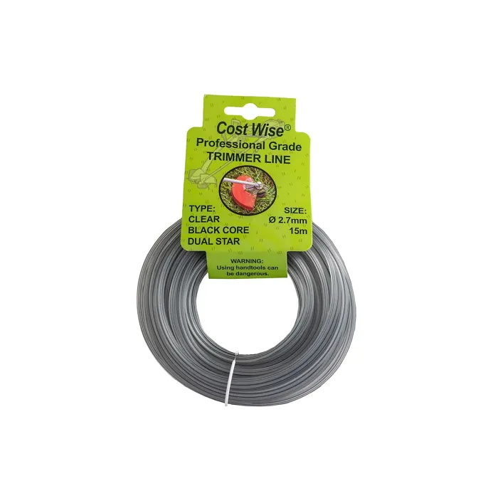 15m of Cost Wise Duel core star shape strimmer line for extra durability and superior cutting power ( 2.7mm)