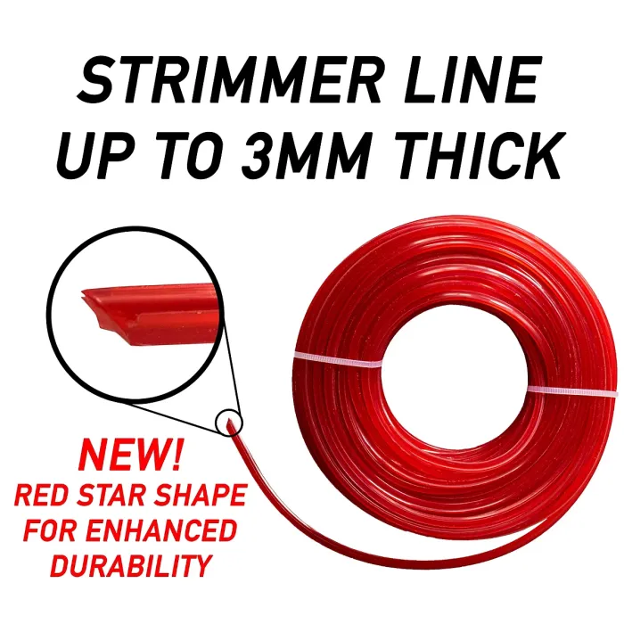 1.6mm REDSTAR strimmer/trimmer line/cord,longlast ,star shape for better cut and lasts longer-15m length