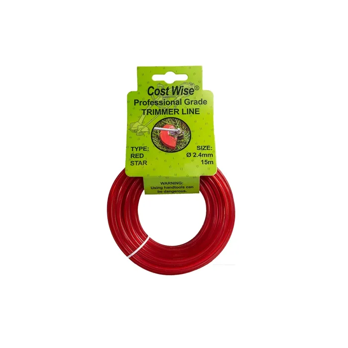 2.4mm REDSTAR strimmer/trimmer line/cord,longlast ,star shape for better cut and lasts longer-15m length