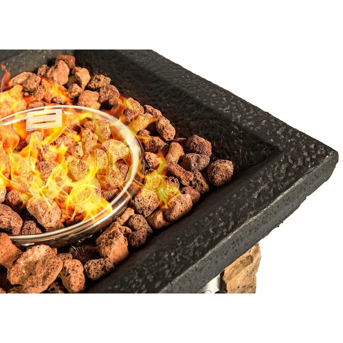 MDA Designs MAKARA Hand-crafted Stone Fire Column Garden and Patio Fire Pit