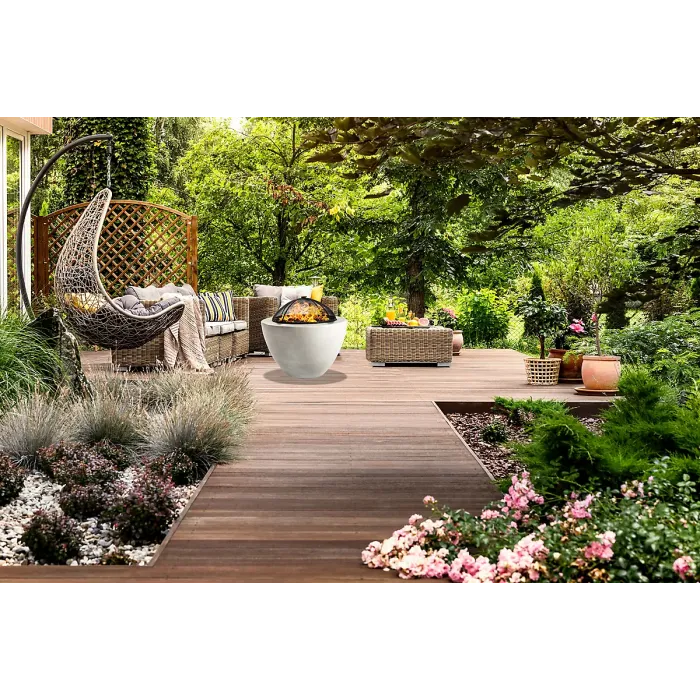 Centurion Supports Fireology DIABLO Contemporary Garden Fire Pit Brazier and Barbecue with Concrete Stone-Effect Finish