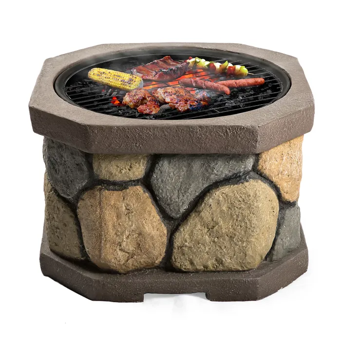 Centurion Supports Fireology BOGOTA Bold Garden Fire Pit Brazier and Barbecue with Eco-Stone Finish
