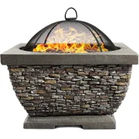 Centurion Supports Fireology TONTERIA Prestigious Garden Fire Pit Brazier and Barbecue with Eco-Stone Finish