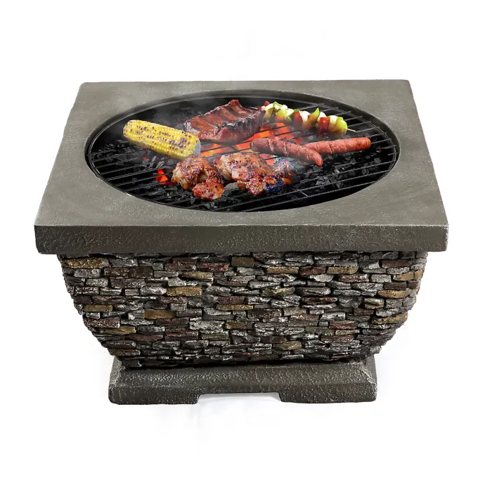 Centurion Supports Fireology TONTERIA Prestigious Garden Fire Pit Brazier and Barbecue with Eco-Stone Finish