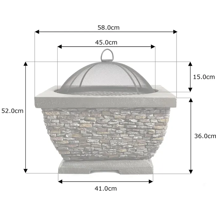 Centurion Supports Fireology TONTERIA Prestigious Garden Fire Pit Brazier and Barbecue with Eco-Stone Finish