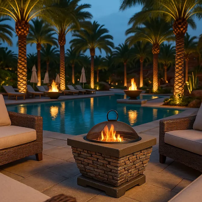 Centurion Supports Fireology TONTERIA Prestigious Garden Fire Pit Brazier and Barbecue with Eco-Stone Finish