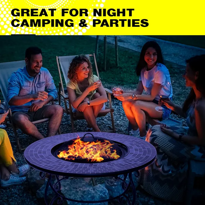 Homeology Fireology GINESSA Sumptuous Garden Fire Pit, Brazier, Table, Bbq and Ice Bucket with Mosaic Ceramic Tiles