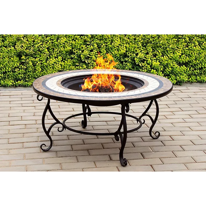 Centurion Supports TOPANGA High-End Multi-Functional Garden Fire Pit, Brazier, Coffee Table, Bbq, Ice Bucket with Ceramic Tiles