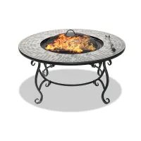 Centurion Supports Fireology GINESSA Sumptuous Garden Fire Pit, Brazier, Table, Bbq and Ice Bucket with Mosaic Ceramic Tiles
