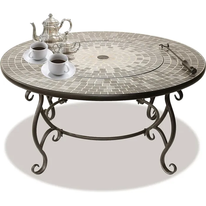 Centurion Supports Fireology GINESSA Sumptuous Garden Fire Pit, Brazier, Table, Bbq and Ice Bucket with Mosaic Ceramic Tiles