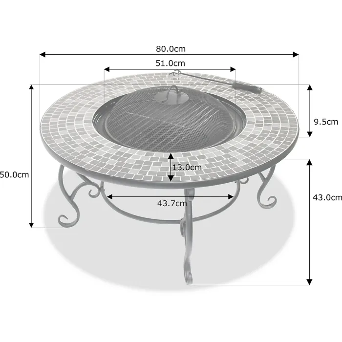 Centurion Supports Fireology GINESSA Sumptuous Garden Fire Pit, Brazier, Table, Bbq and Ice Bucket with Mosaic Ceramic Tiles