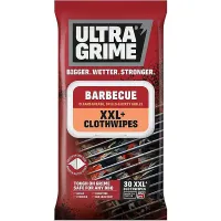 UltraGrime LIFE BBQ XXL+ Clothwipes 30pk - Extra-Large, Extra-Thick BBQ Cleaning Wipes