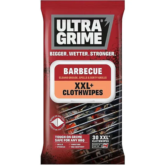 UltraGrime LIFE BBQ XXL+ Clothwipes 30pk - Extra-Large, Extra-Thick BBQ Cleaning Wipes