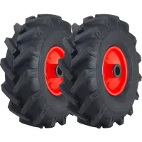 3.00x4 Open Centre Cleated Rotovator Lug Tyre 20mm Roller Bearing Rim (Set of 2)