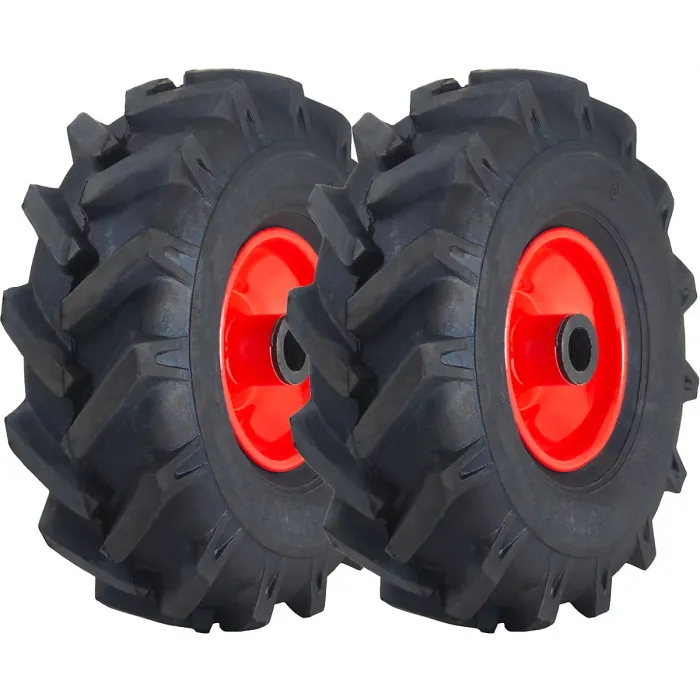 3.00x4 Open Centre Cleated Rotovator Lug Tyre 20mm Roller Bearing Rim (Set of 2)