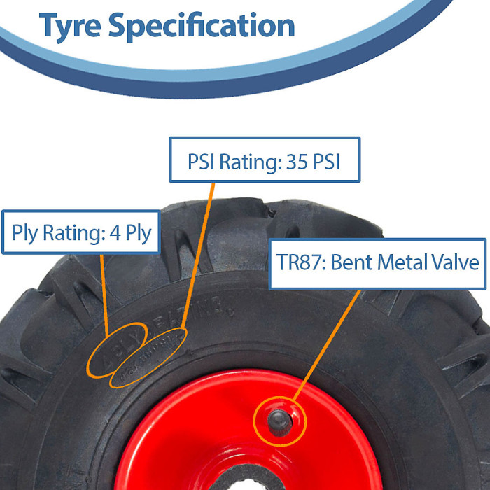 3.00x4 Open Centre Cleated Rotovator Lug Tyre 20mm Roller Bearing Rim (Set of 2)