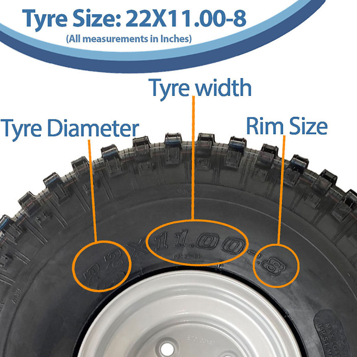 22x11.00-8 Knobby ATV Tyre 4 Stud Steel Rim 4 Ply Trailer Quad Wheel 4 Inch PCD