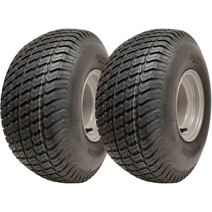 20x8.00-8 Lawnmower Grass Wheels P332 Road Legal 4 Inch PCD Rim 437kg (Set of 2)