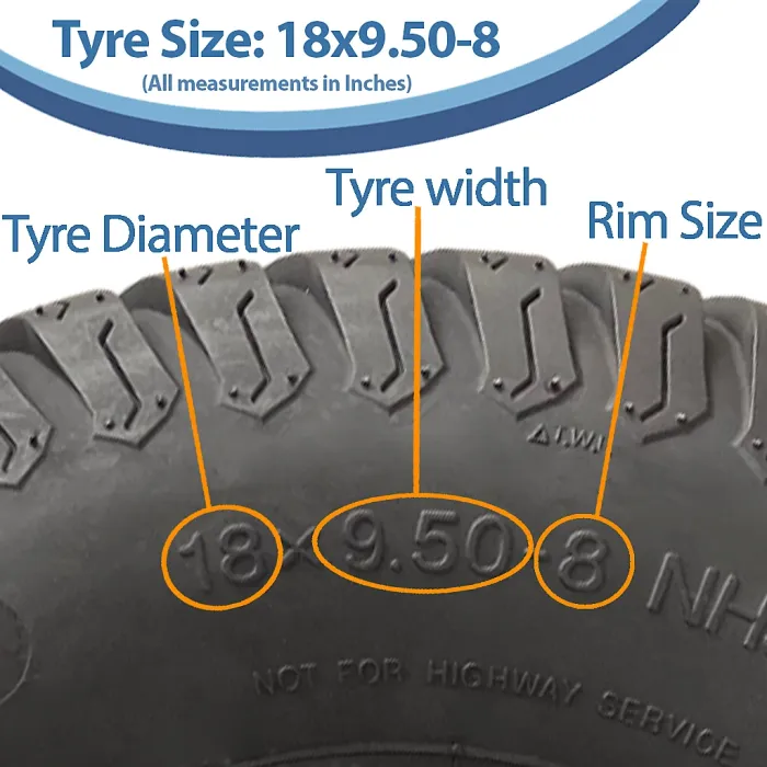 18x9.50-8 Lawnmower Grass Multi Turf Tyre 6ply Tubeless Wanda P332 Pattern 595kg