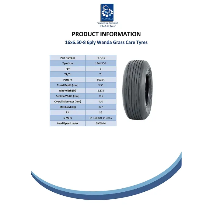 16x6.50-8 6ply Rib tyre on wheel rim - trailer kit - hay bob 25mm ball bearing