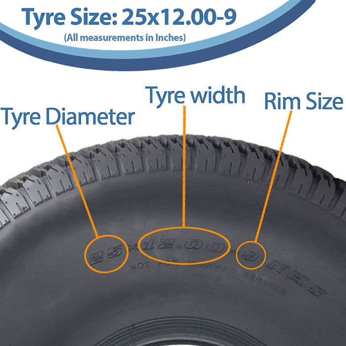 25x12.00-9 Grass Tyre 4ply for John Deere Gator Mower Utility Journey P532 830kg