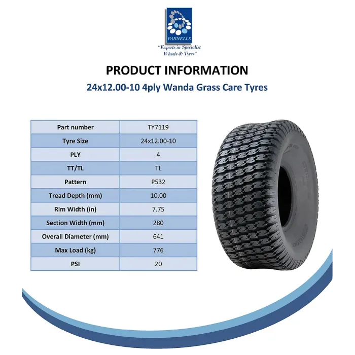 24x12.00-10 4-ply Grass Tyre for John Deere Gator Mower 305/60-10 Utility P532