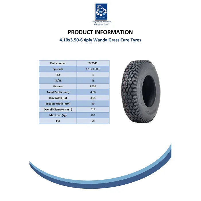 4.10/3.50-6 Tyre 4ply Hand Cart Truck Mower Machinery Diamond Washer P605 200kgs