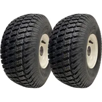 15x6.00-6 Grass Lawnmower Wheels Tyres Fitted on Rims 25mm Bearings (Set of 2)