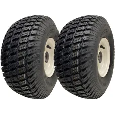 15x6.00-6 Grass Lawnmower Wheels Tyres Fitted on Rims 25mm Bearings (Set of 2)
