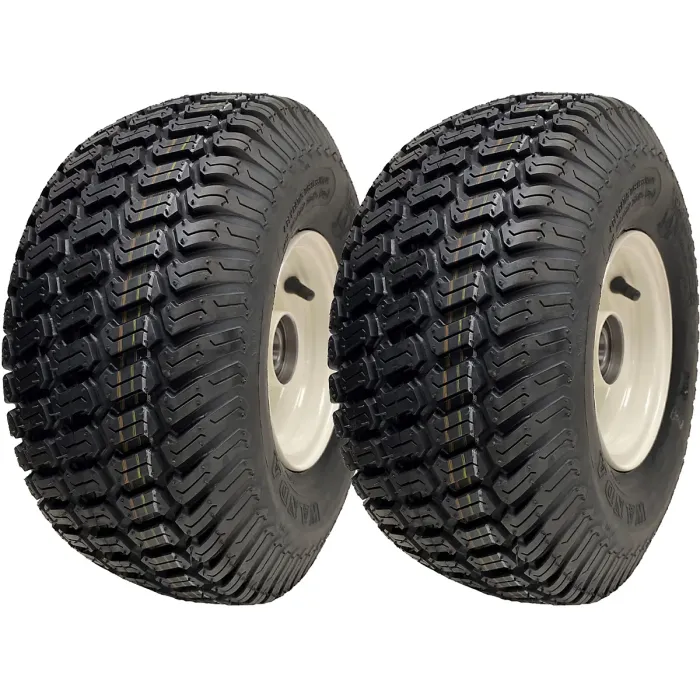 15x6.00-6 Grass Lawnmower Wheels Tyres Fitted on Rims 25mm Bearings (Set of 2)