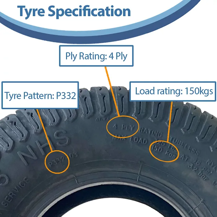 11x4.00-5 Lawnmower Grass Multi Turf Tyres 4ply Tubeless Wanda P332 (Set of 2)