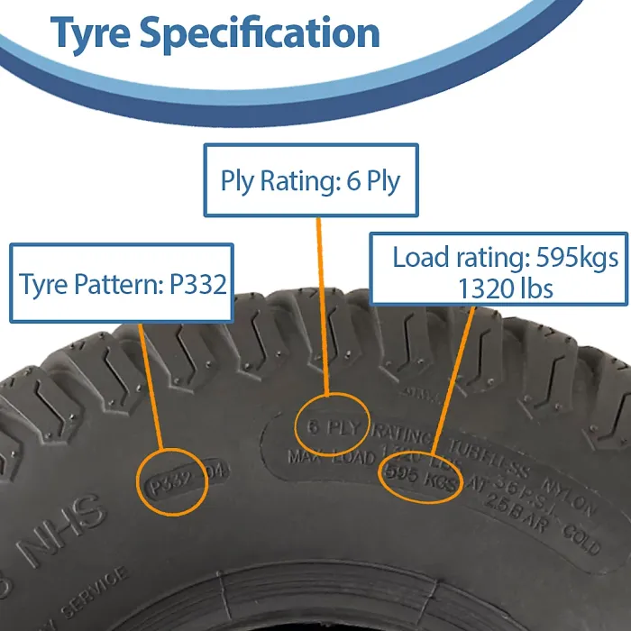 18x9.50-8 Lawnmower Grass Multi Turf Tyres 6ply Tubeless Wanda P332 (Set of 4)