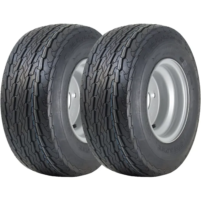 16.5x6.50-8 Trailer Tyres Wheel Assembly 100mm PCD Road Legal 355kgs (Set of 2)