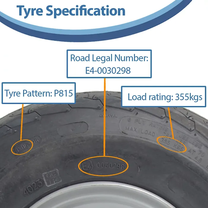 16.5x6.50-8 Trailer Tyres Wheel Assembly 100mm PCD Road Legal 355kgs (Set of 2)