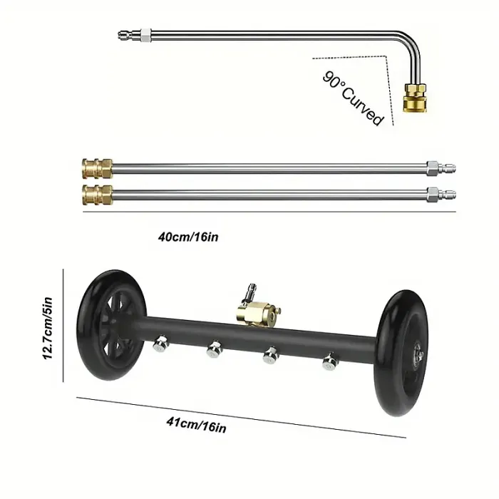 DAYS4000PSI High-Pressure Underbody Car Washer Kit - Stainless Steel, 1/4" Connector