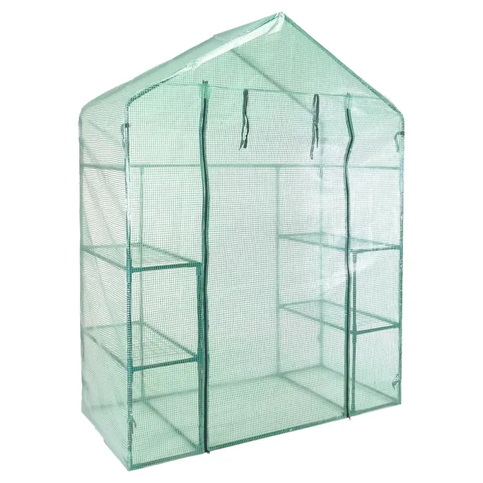 Walk In Greenhouse Garden Plant Grow House Outdoor Growhouse Garden Structure with Shelving & Roll Up Cover