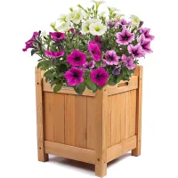 Wooden Planter Square Shaped With Carry Handle Plant Trellis Flower Pot Box Container For Garden Patio Includes Screw Fittings