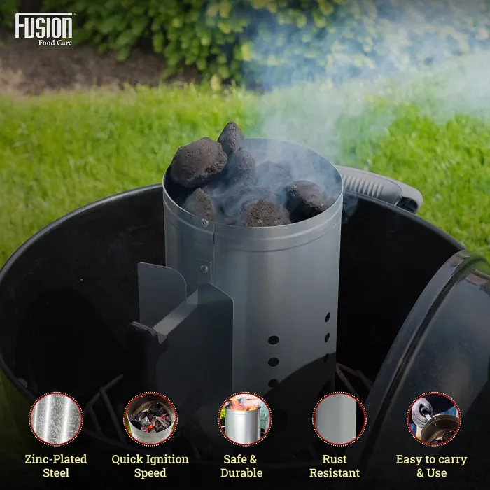 Charcoal Barbecue Chimney Fire Starter With Heat Insulated Safety Handle Charcoal Briquettes Firelighter Quick Start