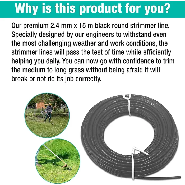 Strimmer Line Black Star 2.4 mm x 15m Strimmer Wire