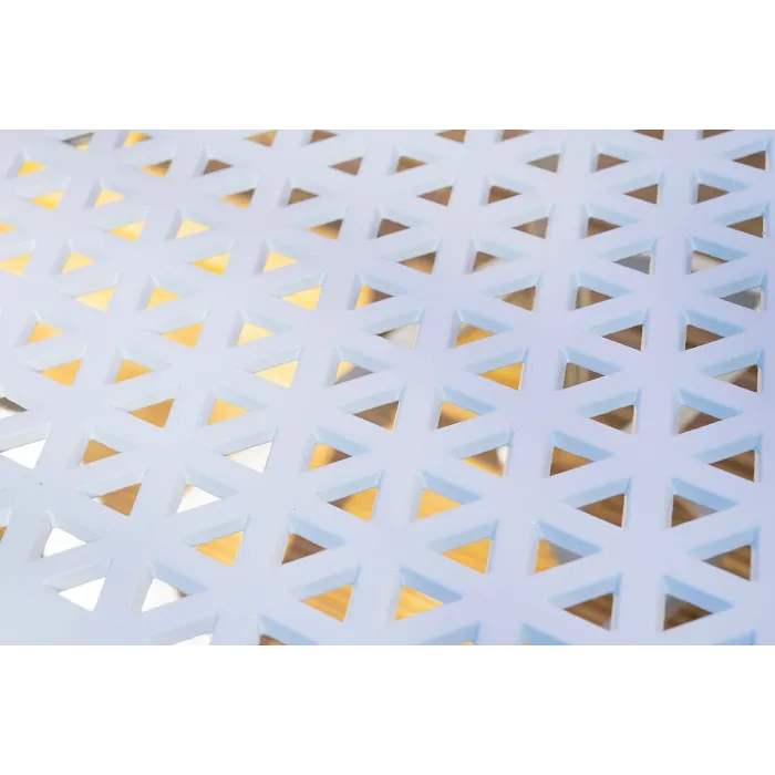 SH&G Chirk 4 Seat Dining Table Set - 5 Piece Square Table & Chairs - White Aluminium with Cream Cushions - Indoor & Outdoor