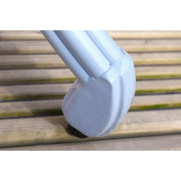 SH&G Chirk 6 Seat Dining Table Set - 7 Piece Round Table & Chairs - White Aluminium with Cream Cushions - Outdoor