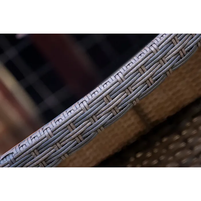 SH&G Heaton 2 Seat Bistro Set - 3 Piece Round Table & Chairs - Brown Rattan with Grey Cushions - Indoor & Outdoor