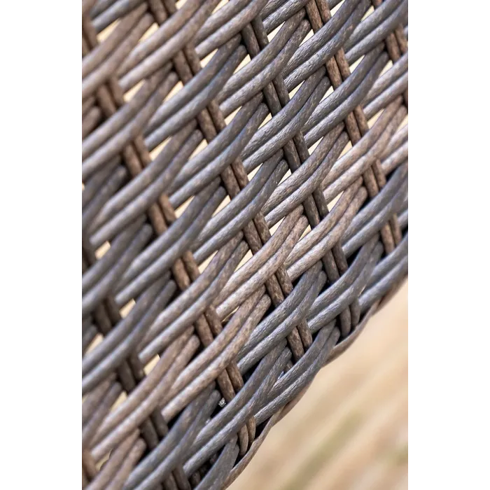 SH&G Heaton 6 Seat Dining Table Set - 7 Piece Round Table & Chairs - Brown Rattan with Grey Cushions - Indoor & Outdoor