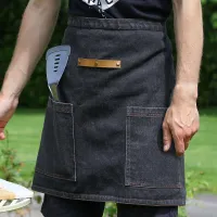 Vintage Black Denim Effect Half Kitchen or Gardening Apron