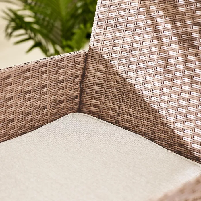 FurnitureboxUK Barbados Light Brown Rattan 4 Seat Garden Dining Set - Outdoor Dining Table and Rattan Chairs Set For Patio or Deck