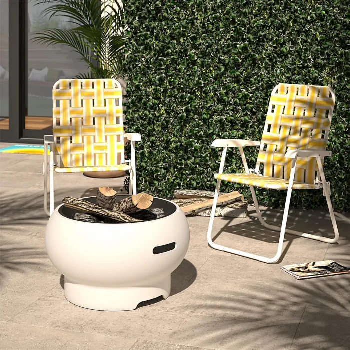 Novogratz Asher Outdoor Fire Pit in White