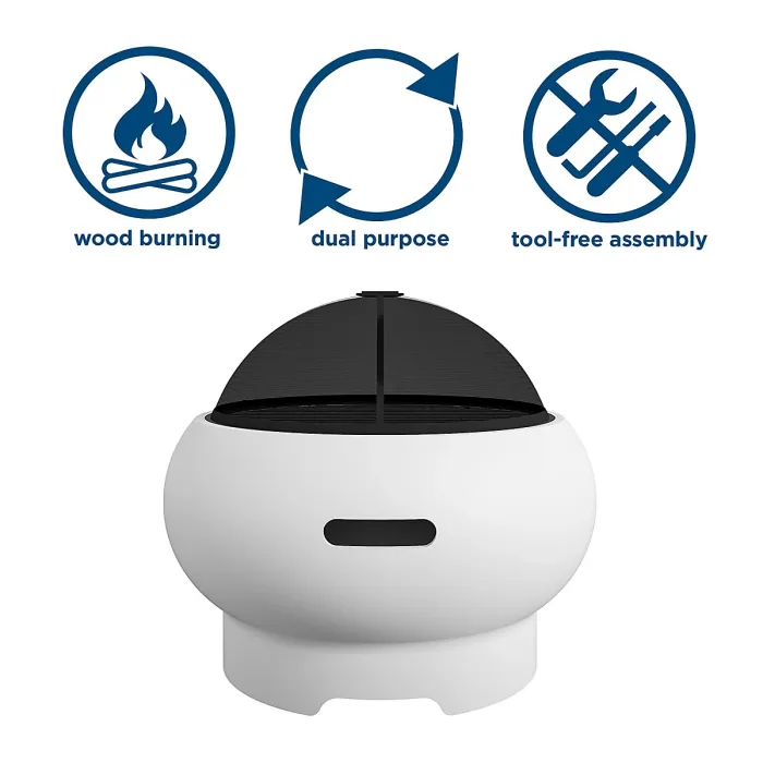 Novogratz Asher Outdoor Fire Pit in White