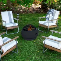 Novogratz Asher Outdoor Fire Pit in Dark Grey