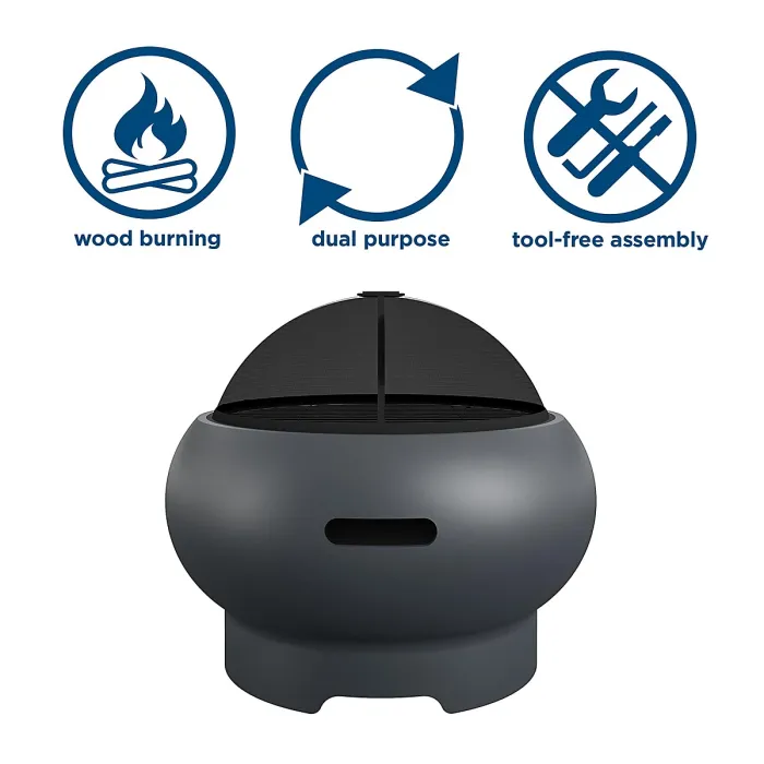 Novogratz Asher Outdoor Fire Pit in Dark Grey