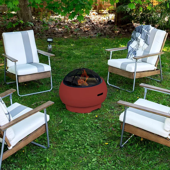 Novogratz Asher Outdoor Fire Pit in Red